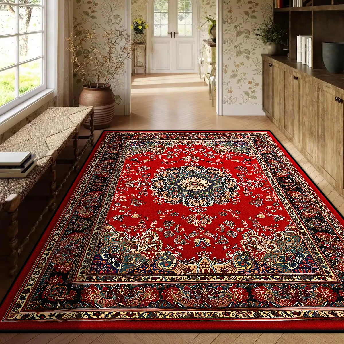 

Красный декоративный ковер из полиэстера