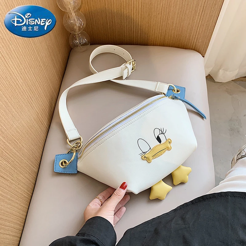 

Новинка 2023, Женская нагрудная сумка Disney «Дональд Дак», Высококачественная Вместительная женская поясная сумка из искусственной кожи на мол...