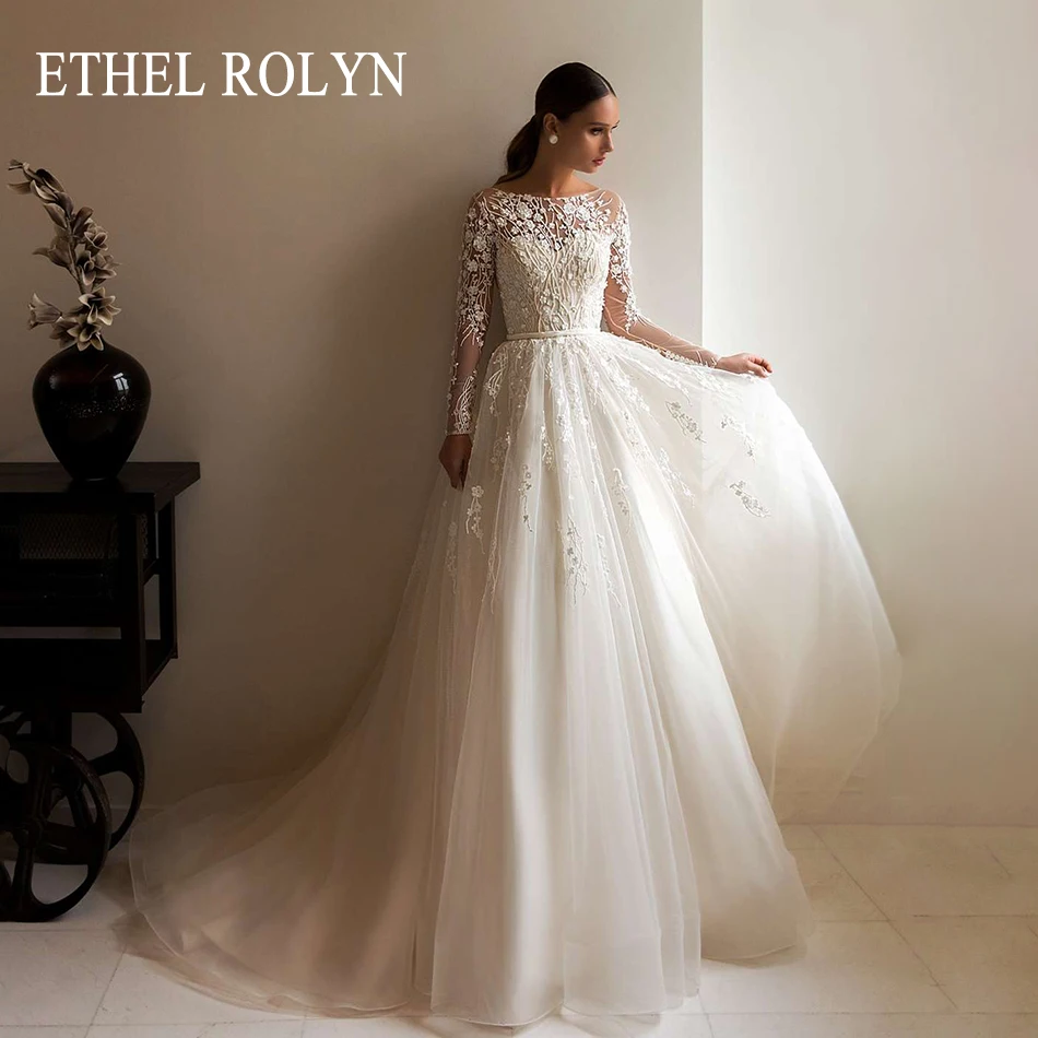 

Женское свадебное платье It's yiiya, белое платье с длинным рукавом, расшитое бисером, со шлейфом на лето 2023