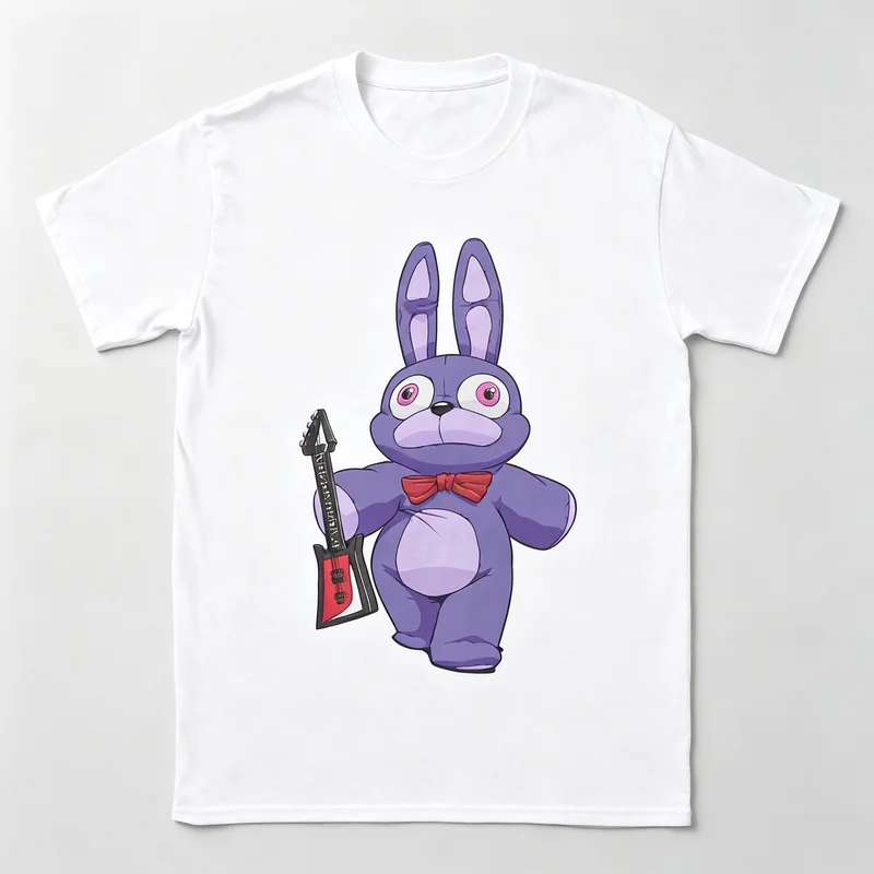 Фото Футболка Bonnie Purple Rabbit FNAF с изображением персонажа Five Nights At Freddys, хлопковая футболка с графическим рисунком, повседневные топы унисекс с короткими рукавами №3