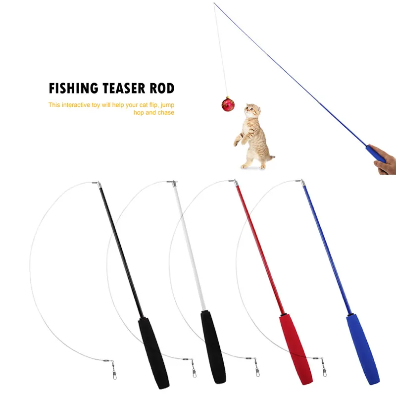 

Cat Teaser Wands Interactive Retractable Fishing Pole Wand Cat Catcher Teaser Stick Rod Toy for Kitten Training Exercising New