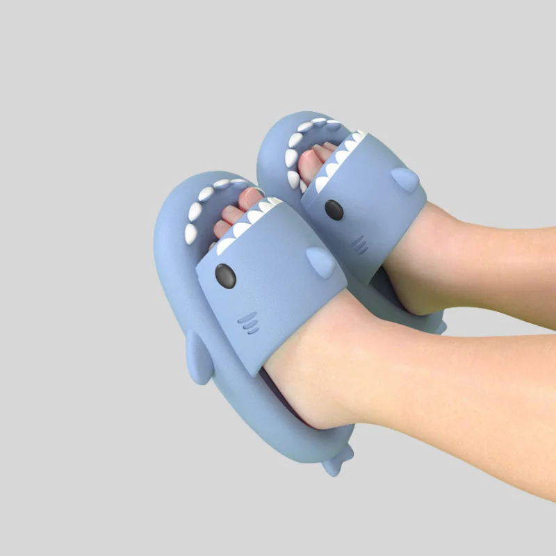 Летние женские тапочки с изображением акулы мужские однотонные шлепанцы из ЭВА