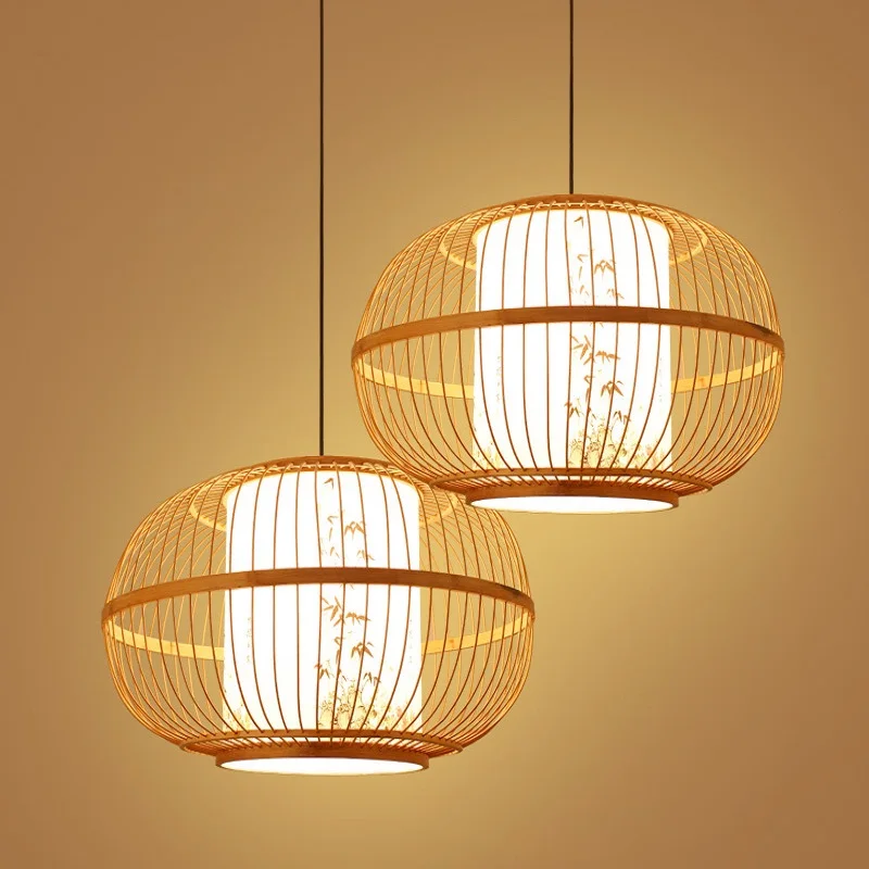 

Люстра из бамбука ручной работы в современном китайском стиле из ротанга, лампа для ресторана, домашняя Люстра для помещений