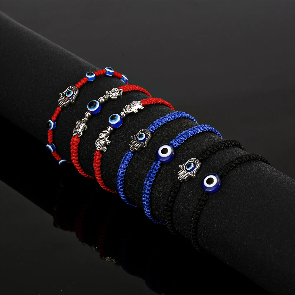 

Retro Turkish Evil Eye Bracelet for Women Men Handmade Lucky Red Black Blue Thread Couple Bracelets Bangles Prayer Jewelry Gifts