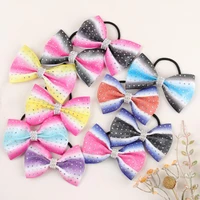 cheer bows crystal bows hair ties for girls cheerleader hair bow rubber band cheerleading ponytail holder hair accessories new
