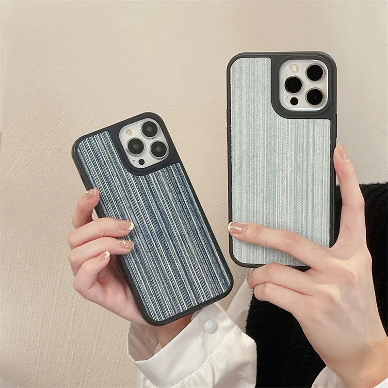 

Phone Case For iPhone 11 12 13 14 Pro Max 14 Plus Denim Back Cover