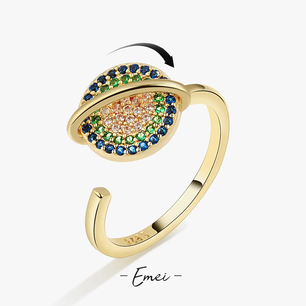 

925 пробы Серебряное циркониевое вращающееся кольцо с имитацией бриллиантов, составное кольцо, Платиновые позолоченные ленты вечности для женщин