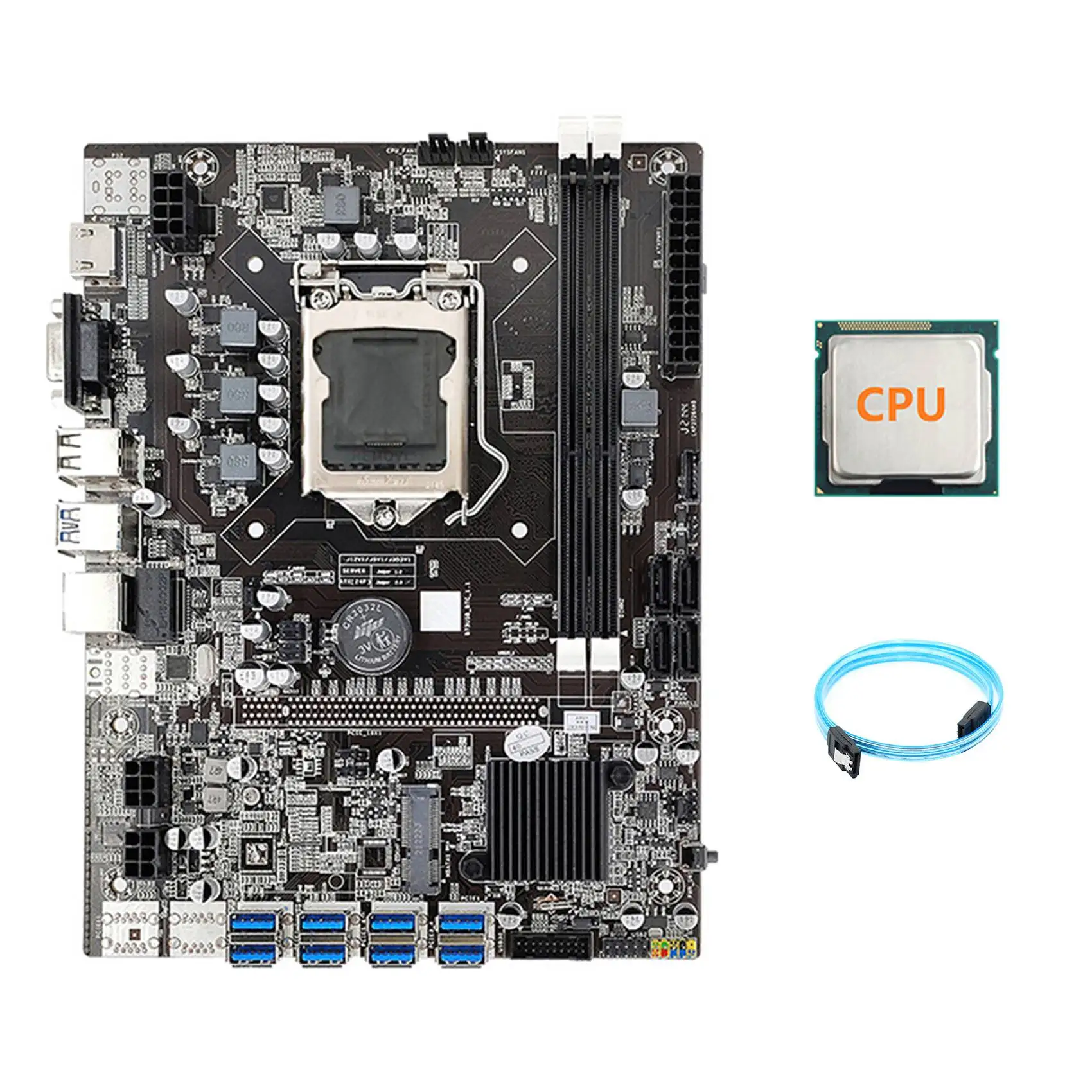 

Материнская плата B75 ETH для майнинга 8xpcie USB адаптер + ЦП + кабель с последовательным портом SATA3.0 LGA1155 MSATA B75 USB материнская плата для майнинга