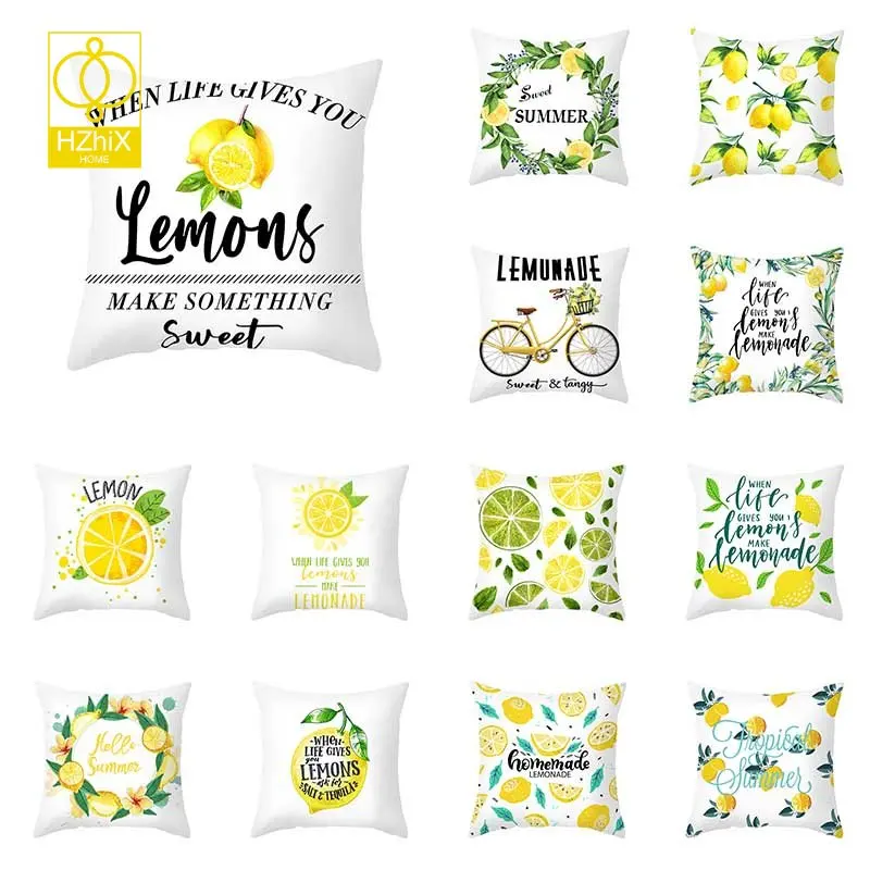 

Наволочка желтого цвета, с принтом растений, в скандинавском стиле