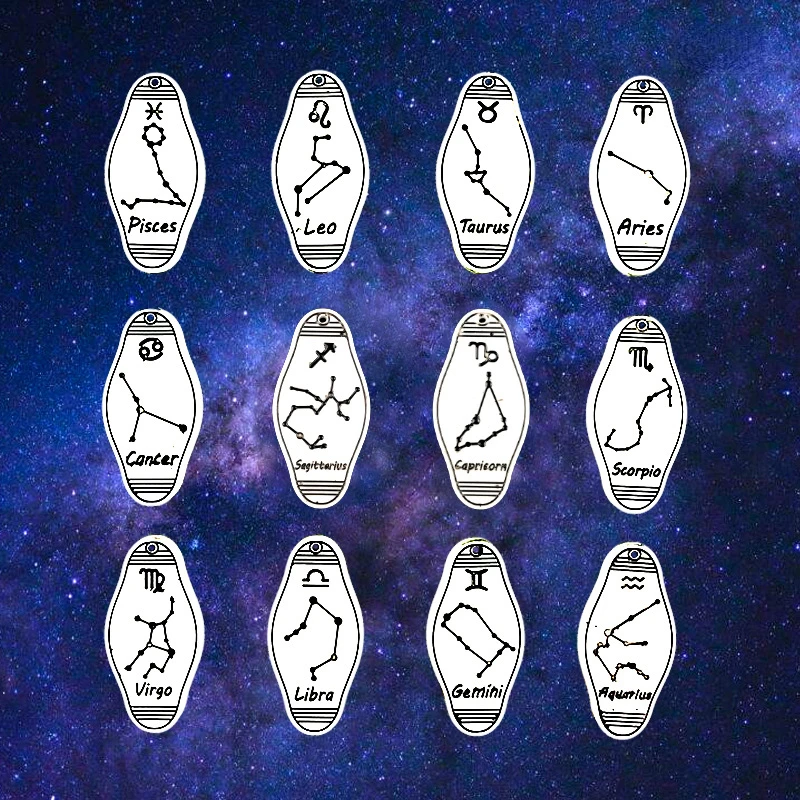 

12 Pcs Set Zodiac Keychain Mold for Resin Casting DIY Zodiac Constellations Key Charms Silicone Mold