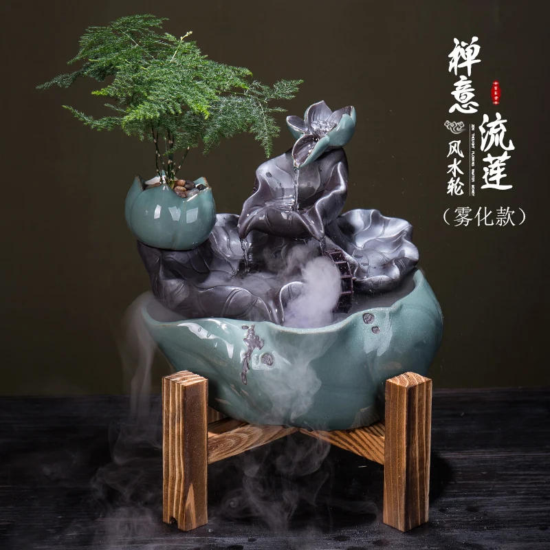 

Creative Flowing Water Entrance Decoration Living Room Feng Shui Fountain Fortune Office Samanera Fish Tank Opening Gift Soft