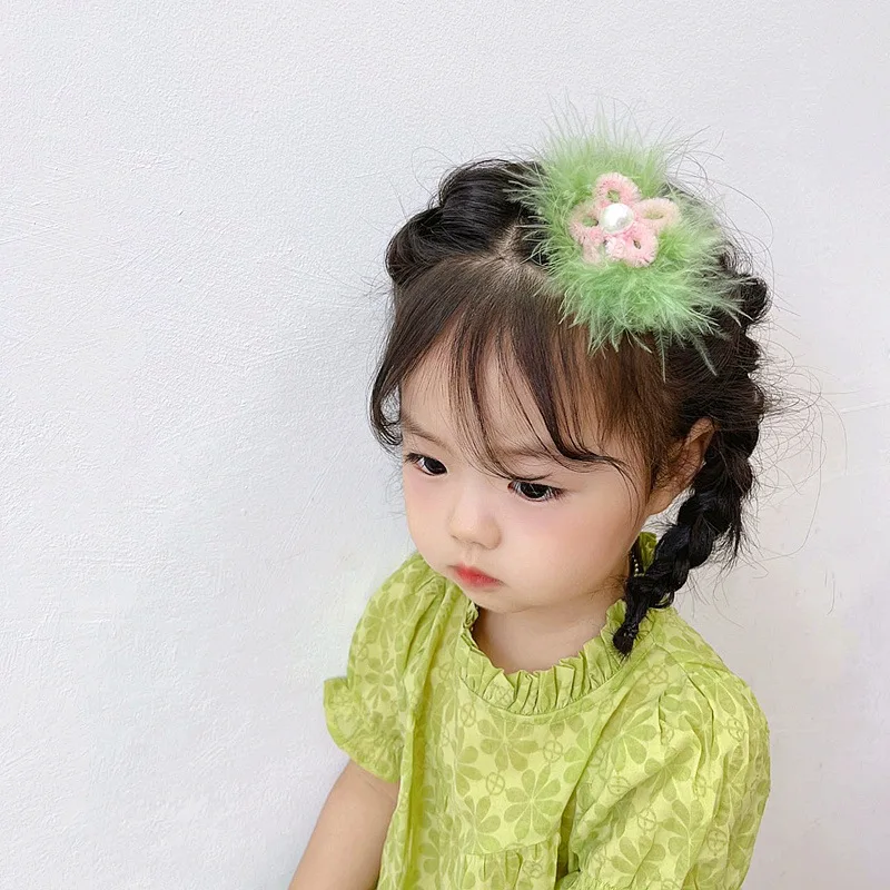

Child Colorful Feather Flowers Bow Hair Clips Girls Hair Accessories Pearl Hairpins Barrettes Hairgrips Headdress Kids Ornaments