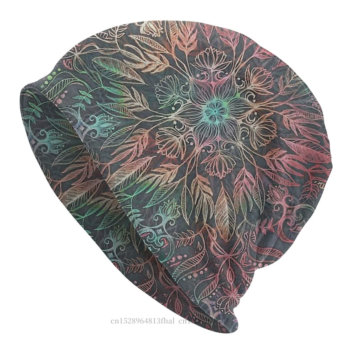 

Skullies Beanies Hat Winter Sunset Mandala In Charcoa Mint And Melon Outdoor Beanie Caps Bohemian Ski Caps Cotton Bonnet Hats