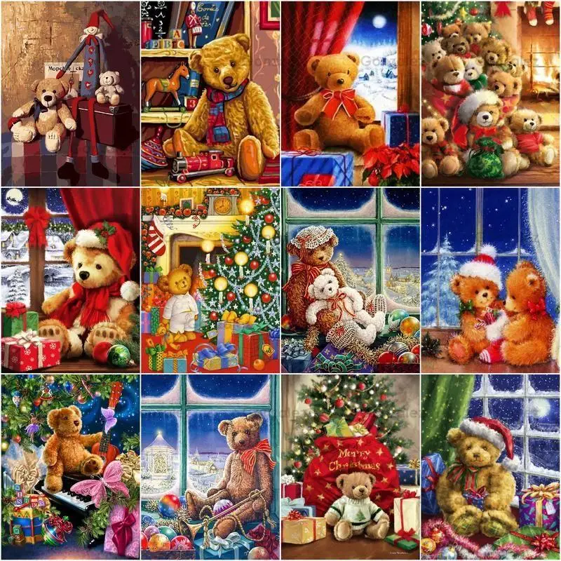 

Plush Teddy Bear Gifts Picture Diy Diamond Painting Art 5D Embroidery Handmade Mosaic Cross Stitch Home Decoration Handmade Kits
