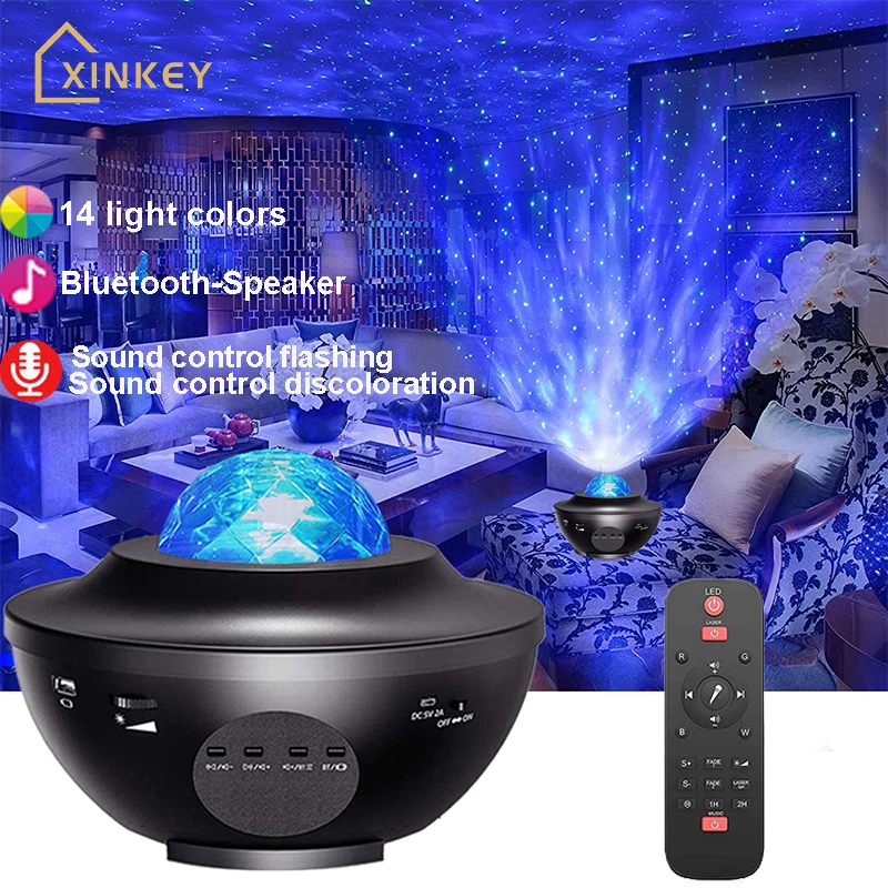 

Led Starry Sky Star Galaxy Projector Night Light Built-in Bluetooth-Speaker For Home Bedroom Decoration Child Kids Present