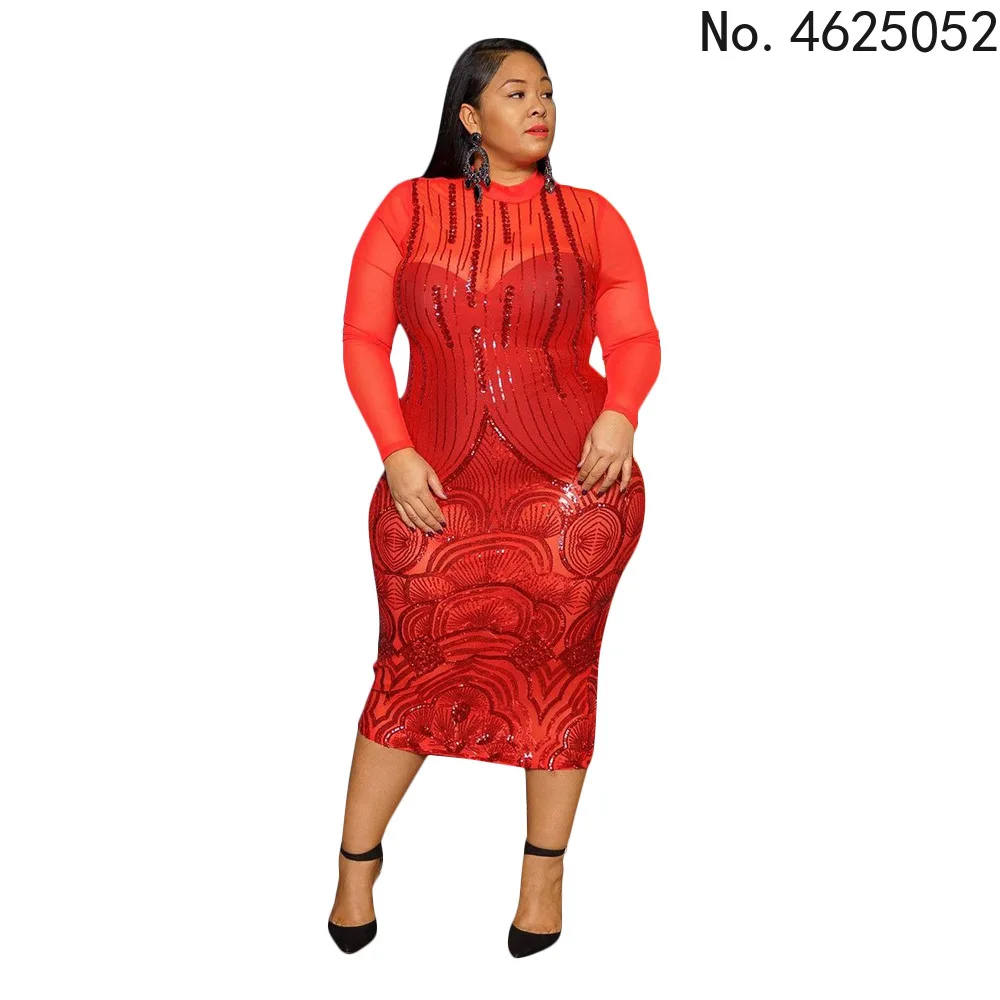 

Красные африканские платья для женщин, летнее Африканское женское платье с длинным рукавом и круглым вырезом из полиэстера, Платье До Колен...