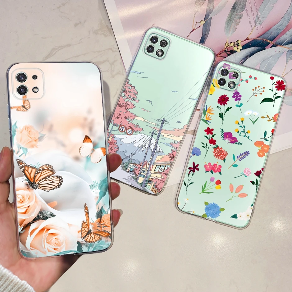 

For Samsung Galaxy A22 Phone Case Cute Butterfly Colorful Soft Silicone Cover For Galaxy A22 A22s F42 A 22s F 42 5G SM-A226B