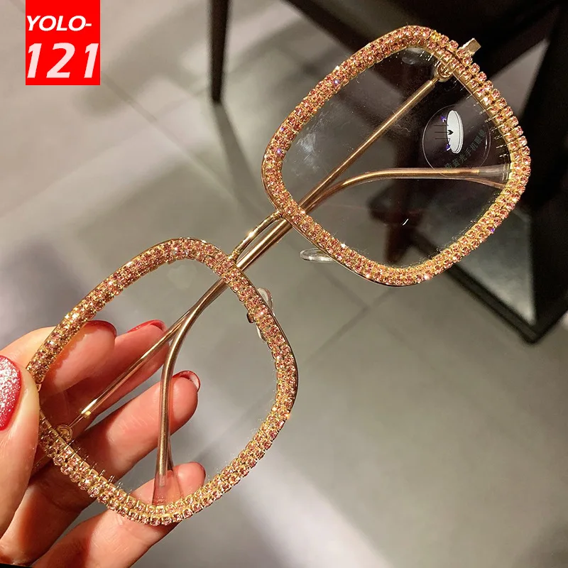 

Новинка 2021, модные женские очки ручной работы с бриллиантами, качественные квадратные плоские зеркальные очки в гонконгском стиле ретро дл...