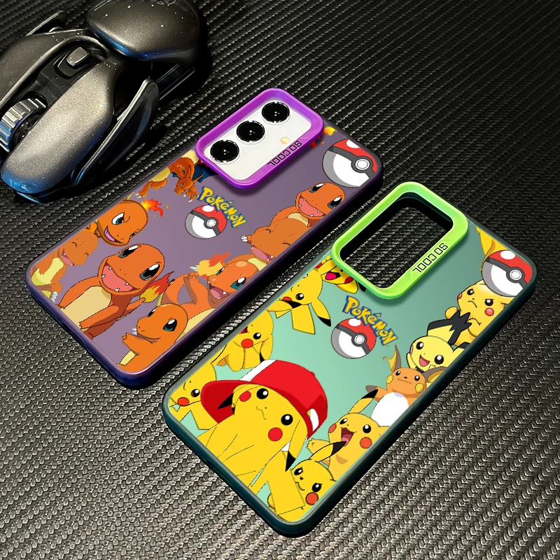 P-Pokemons Pikachus Mewtwos для Samsung Galaxy S25 S24 S23 S22 S21 S20 Ultra Plus FE 5G Красочный серебристый чехол