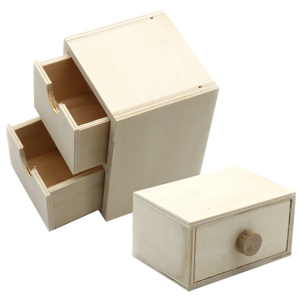 

2pcs Unfinished Wooden Drawer Kids Graffiti Wooden Drawer Handmade Small Wood Drawer