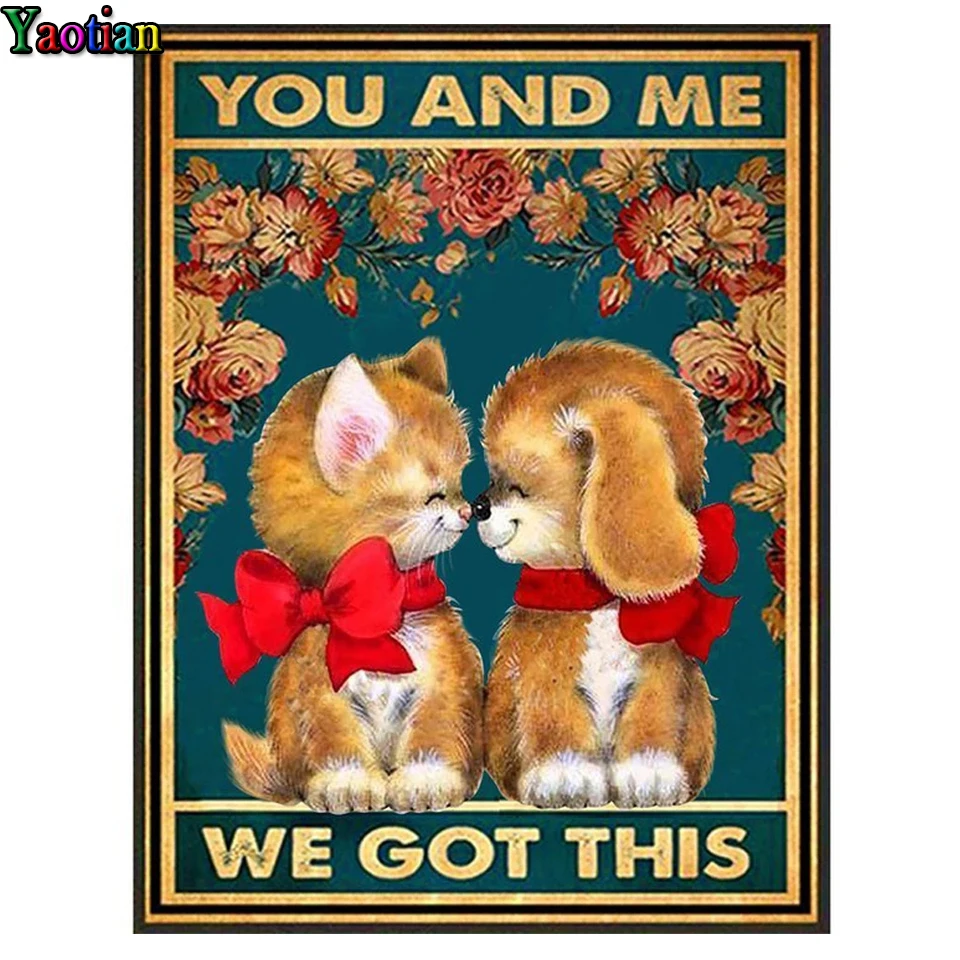 

Алмазная живопись, полный набор, алмазная вышивка 5D, мультяшная собака и сова, крест, вышивка, творческое украшение «сделай сам»