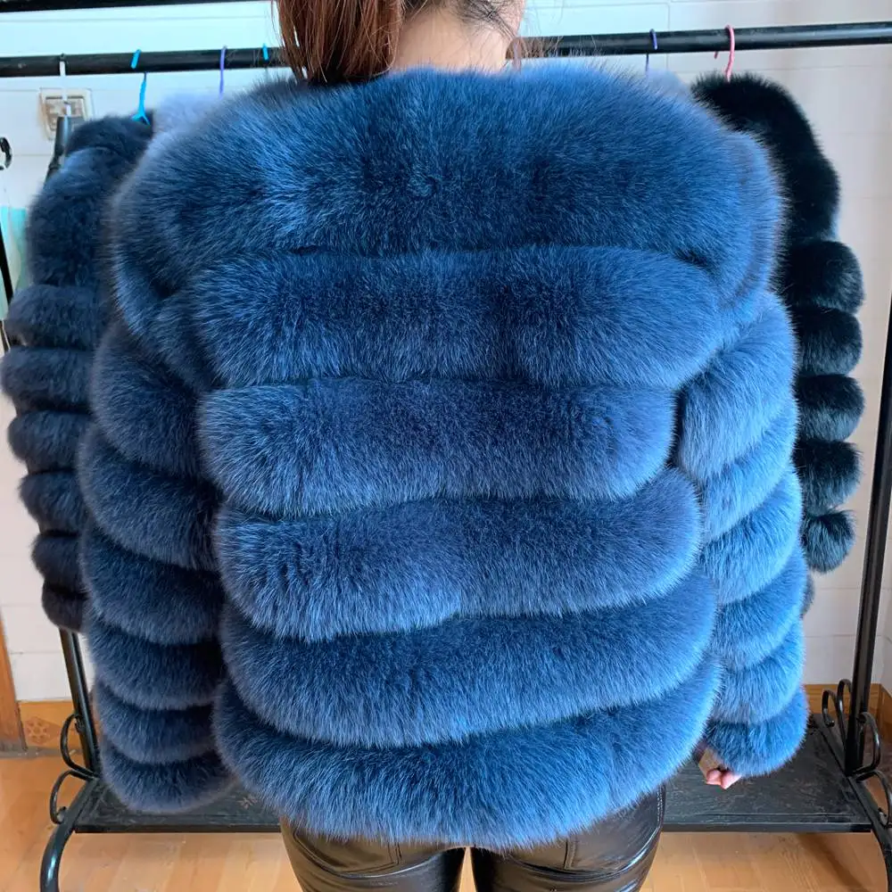 Real Fur Coat 2023 New Women Winter Fashion Fluffy Natural Fox Fur Coat 60cm Long Sleeve Luxury Warm Jacket Wholesale Hot Seller
