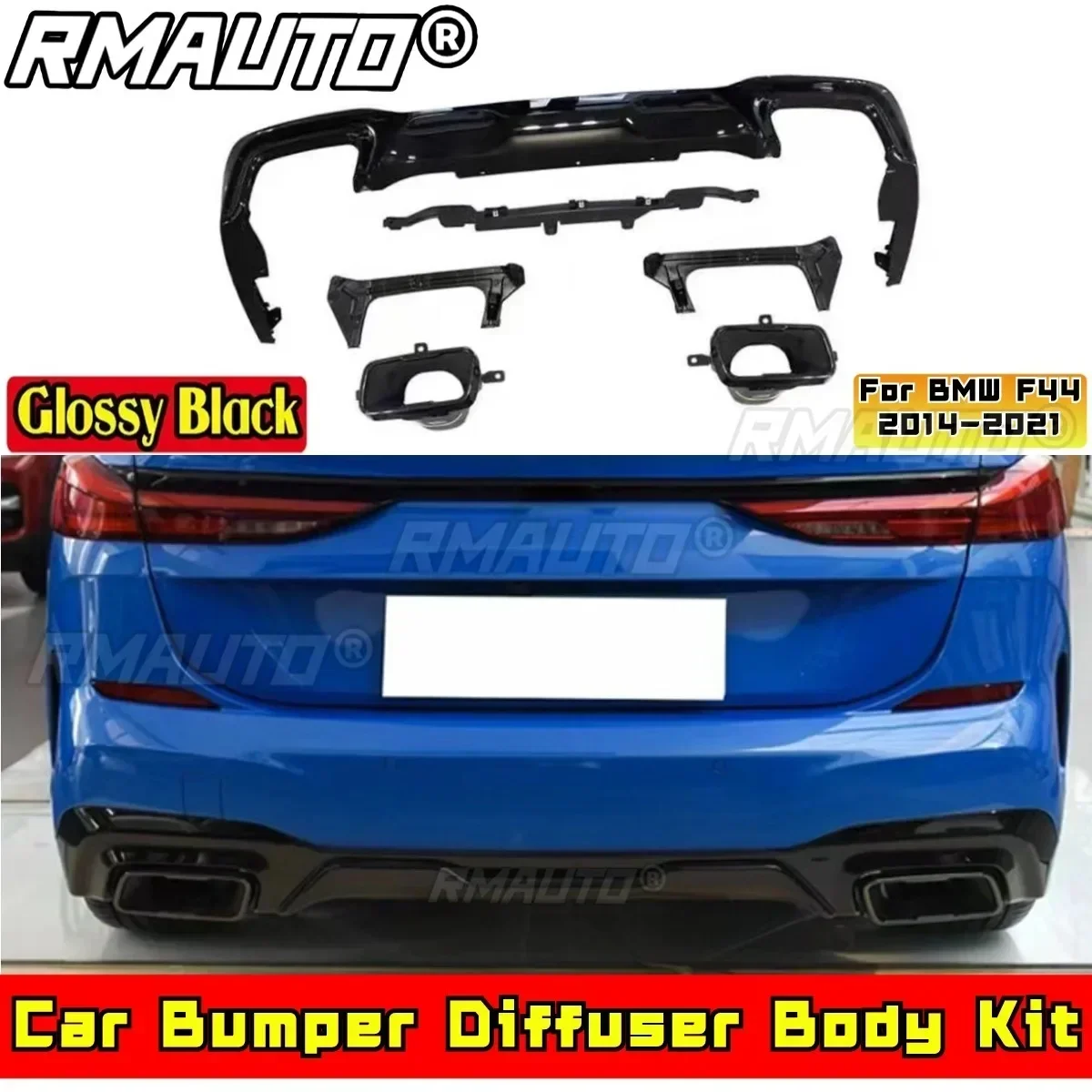 Для BMW F44 2014-2021 Комплект кузова Автомобильный диффузор заднего бампера Глянцевый