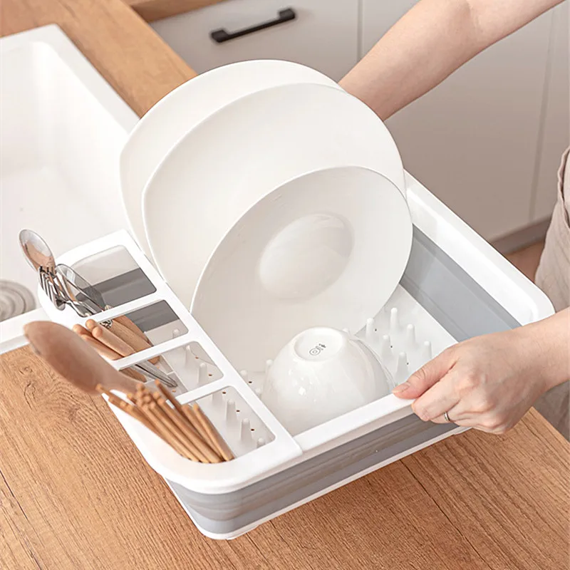 Foldable Dish Drainer Storage Holder Bowl Tableware Plate Drainboard Shelf Dinnerware Basket Drying Rack | Дом и сад