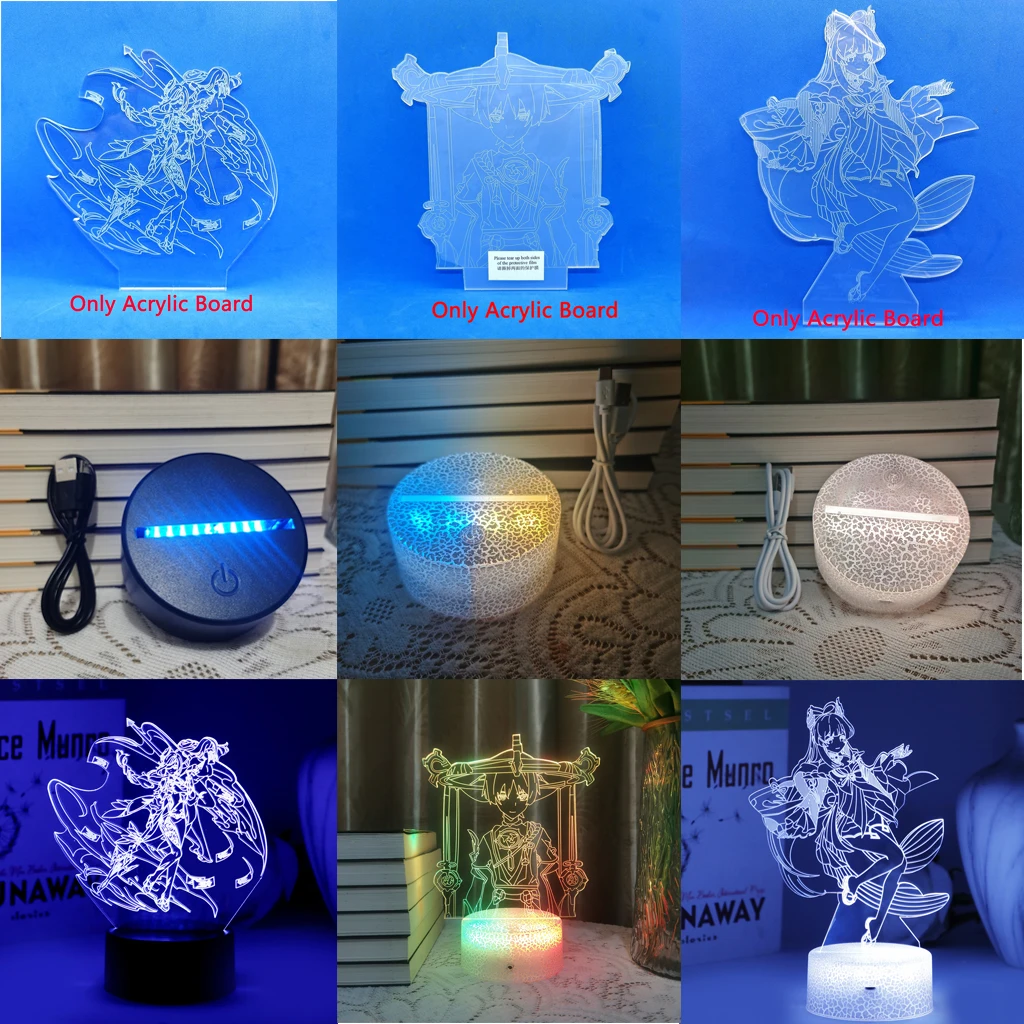 Аниме фигурка игры Yoimiya светильник рассекающий демонов 3D лампа искусственное