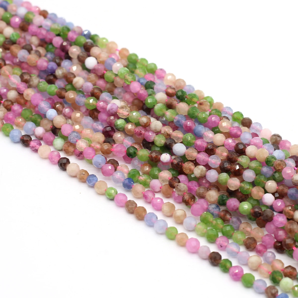 

4mm Multicolor Tourmaline Beads Faceted Natural Round Stones Loose Spacer Beads for Jewelry Making DIY Bracelet Accessories GIft