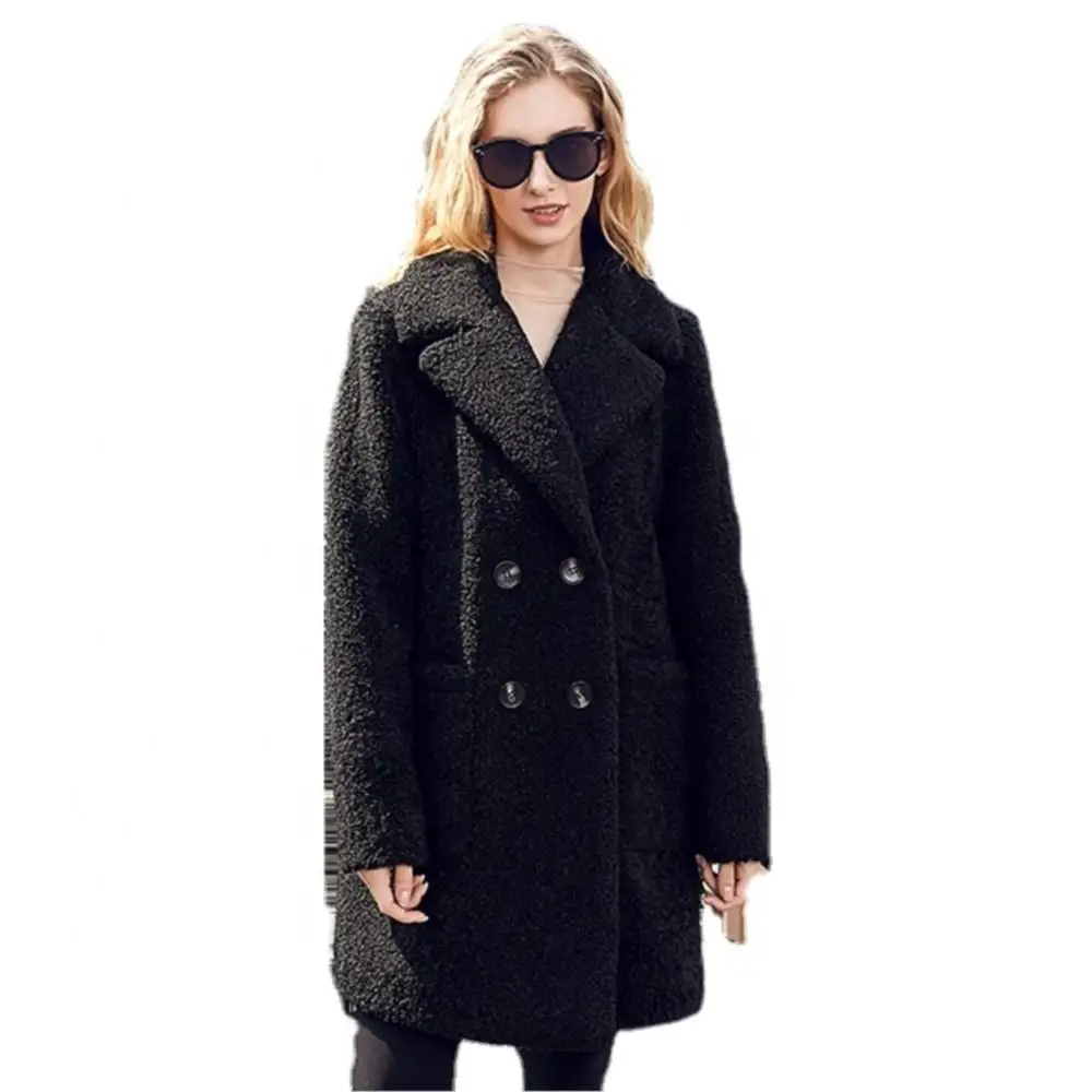 Women Winter Real Fur Parka Classical Designer Teddy Thermal Real Fur Coat Fashionable Simple double-breasted Leisure Fur Jacket