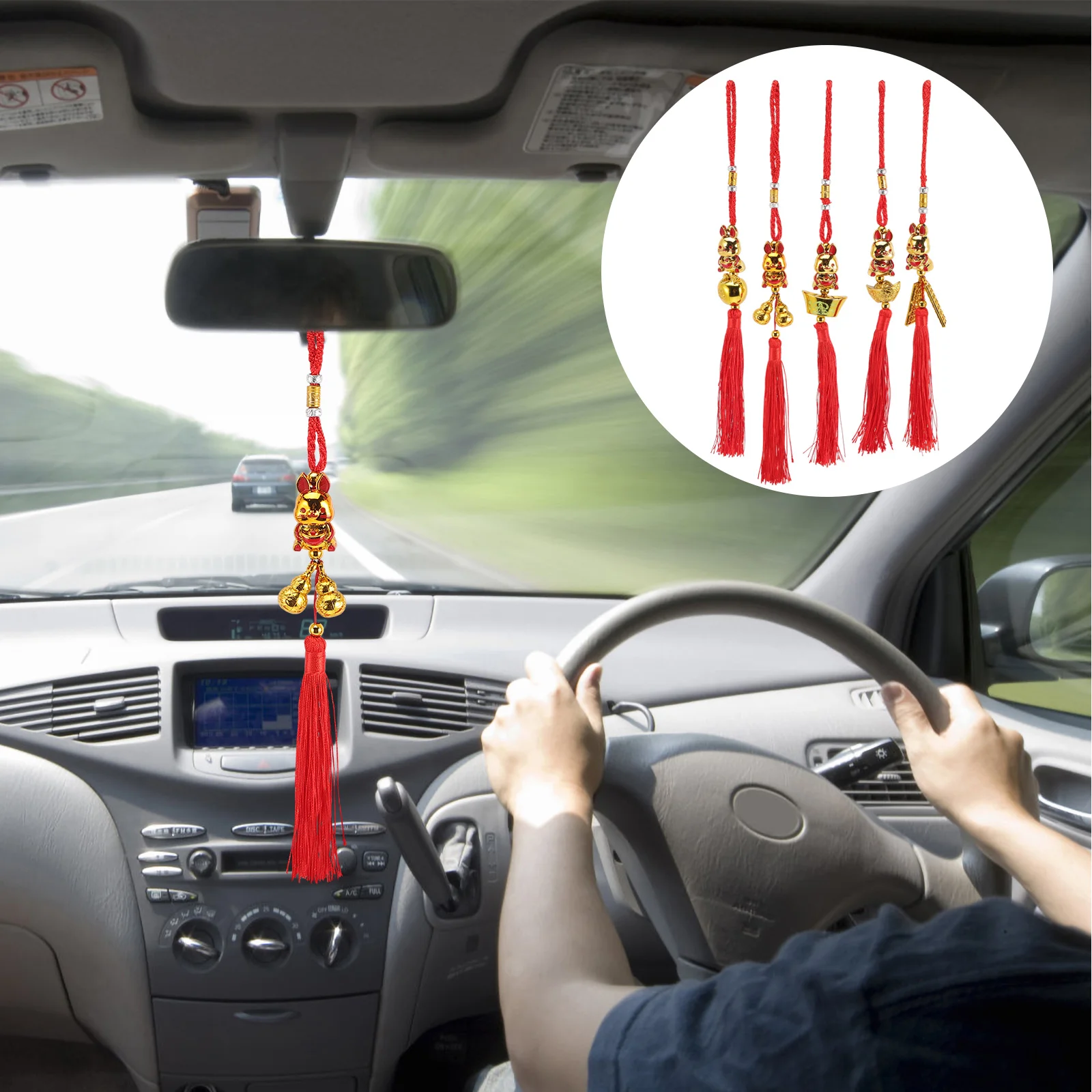 

Chinese Rabbit Year Decor Car Hanging The Pendant Knot New Ornament Style Festival Tassel Decoration Decorations Charm Ingot