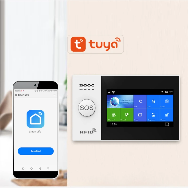 Wi-Fi и GSM-сигнализация TUYA 4 3 дюйма Full Touch