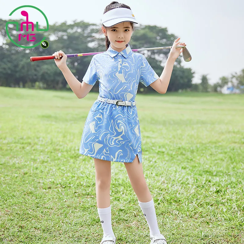 2022 MG Girl Slim Clothes Suit Child Short-Sleeved Shirt Tops Sports Training Printed Golf Tennis Voleyball Short Pantskirt Set