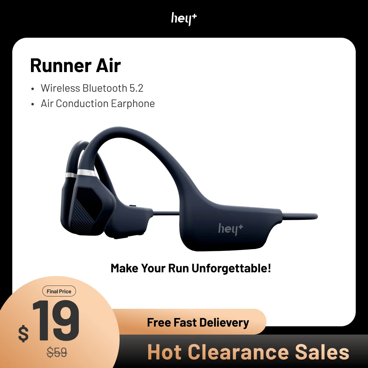 

Наушники Беспроводные Heyplus Runner, Bluetooth 5,2, 8 Гб памяти, водостойкие