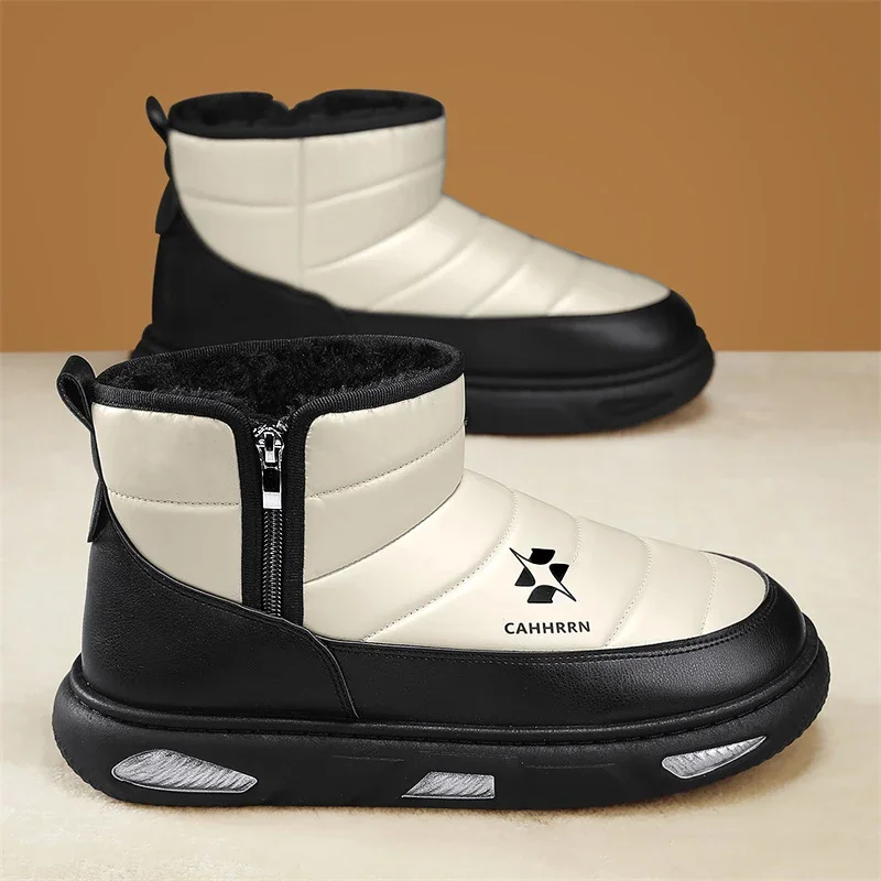 Последние зимние ботинки Хлопковая обувь с бархатом Теплые хлопковой мужской