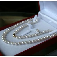 genuine 7 8mm white akoya cultured pearl nelace earringno box