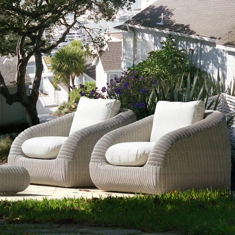 

Combination of outdoor rattan chair sofa outdoor three people courtyard outdoor balcony leisure rattan sofa sun protection and w