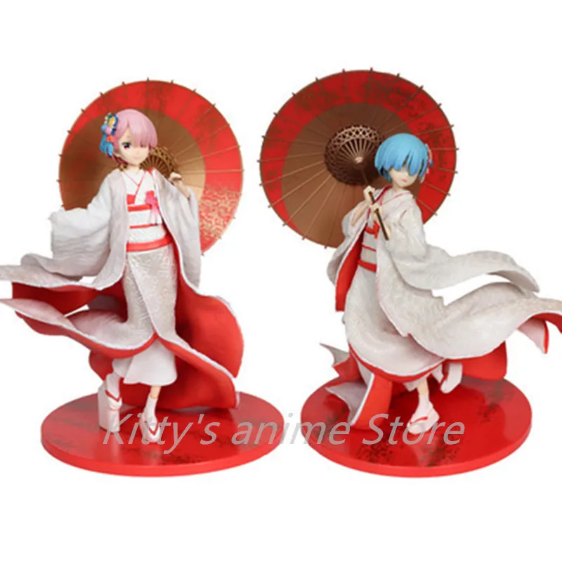 

Anime Re : Life in a Different World From Zero Rem Ram White Kimono Bride Ver. Action Figure Model Toys