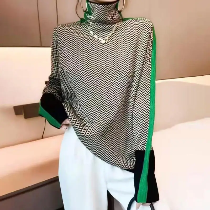 Alobee новый женский свитер с воротником вязаный популярный тонкий уличная одежда