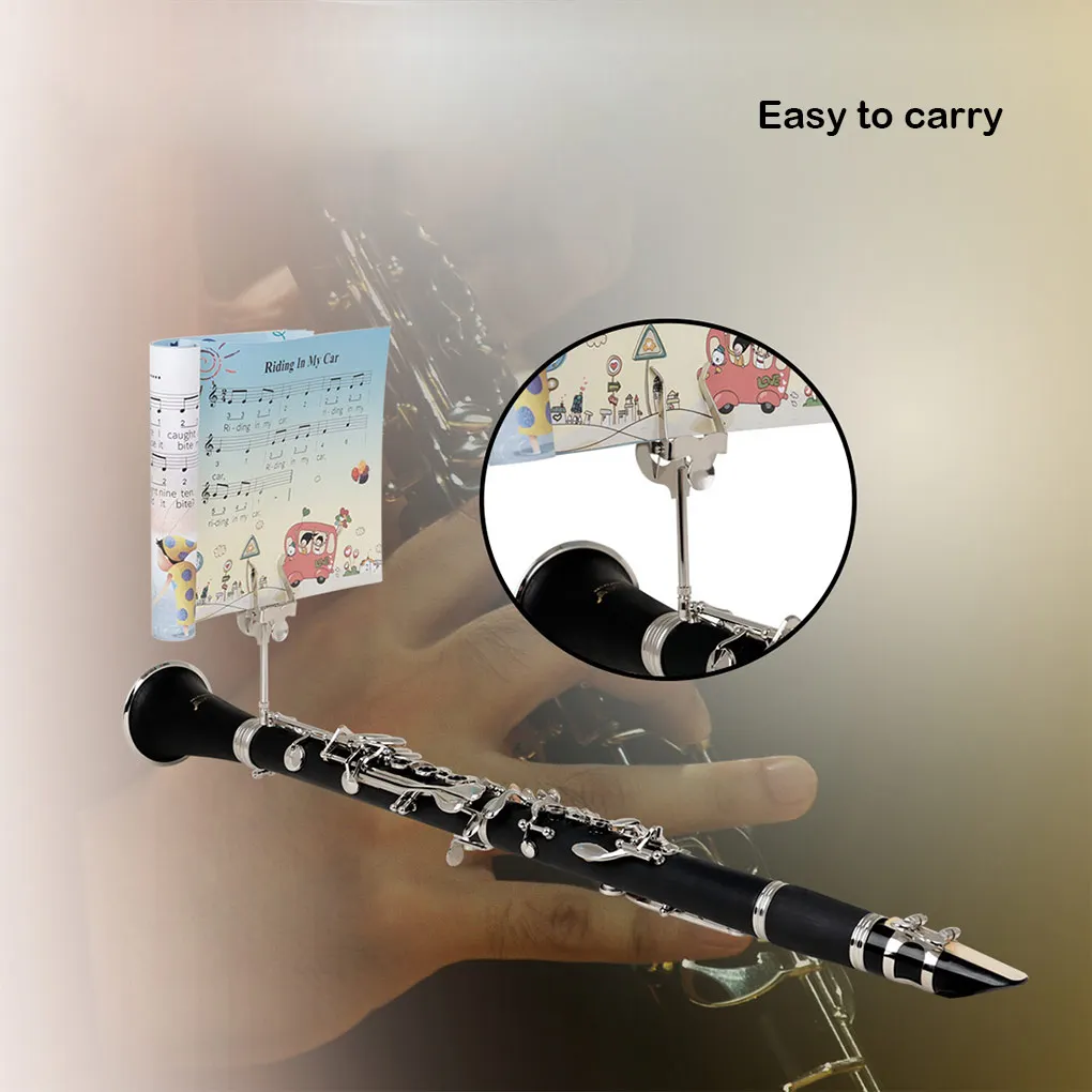 

Clarinet Music Stand Instrument Clip Sheet Clamp Marching Accessories Woodwind Portable Holder Silver Rack Practical