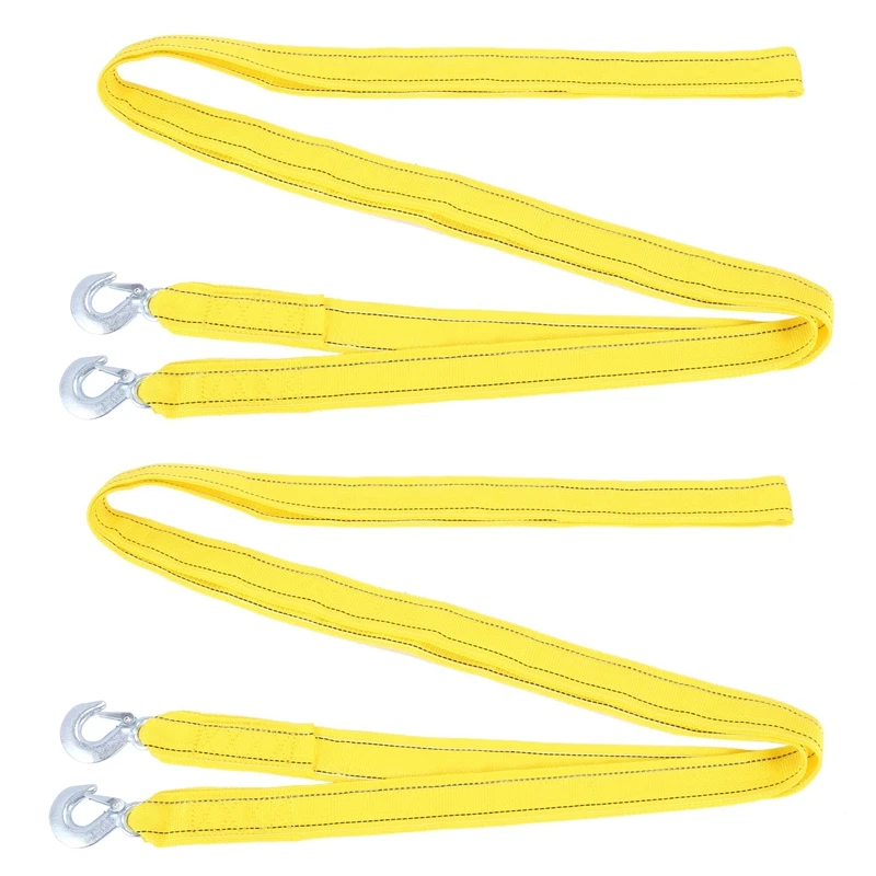 

2X 4M Heavy Duty 5 Ton Car Tow Cable Towing Pull Rope Strap Hooks Van Road Recovery
