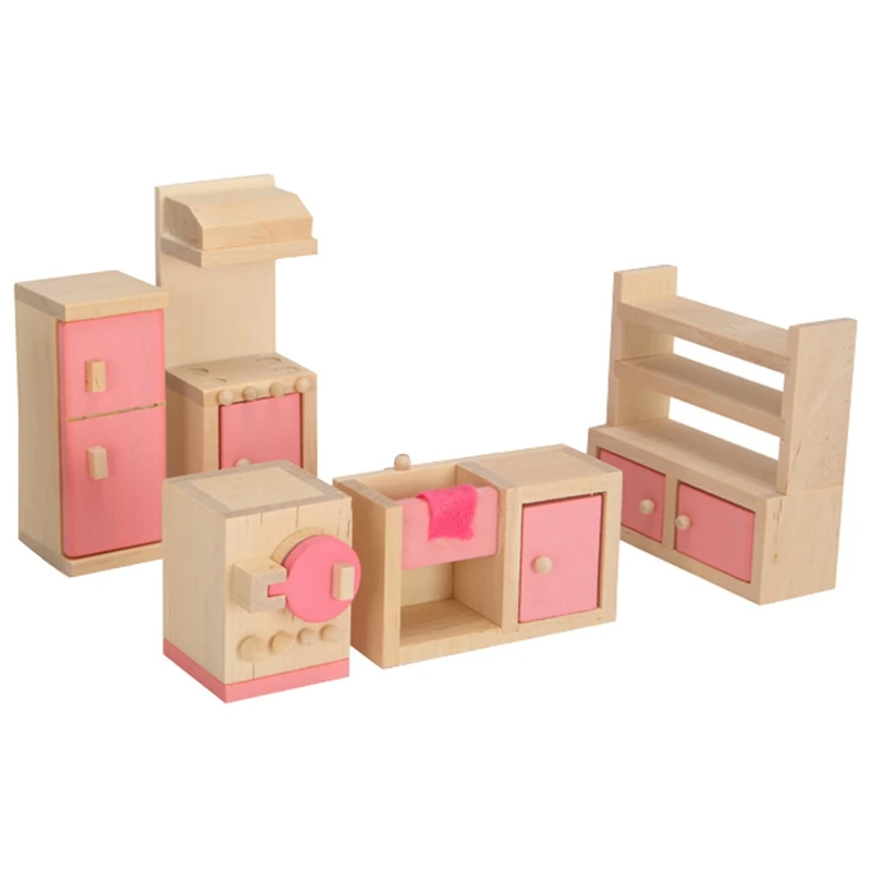 

1 Set Delicate Kids Pretend Role Wooden Toy Dollhouse Miniature Children's Educational Toy House