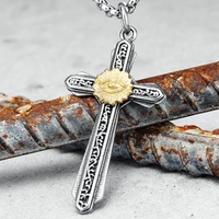 masonic cross men necklace creative freemasonry stainless steel pendant chain religion rock punk rap for biker male jewelry gift