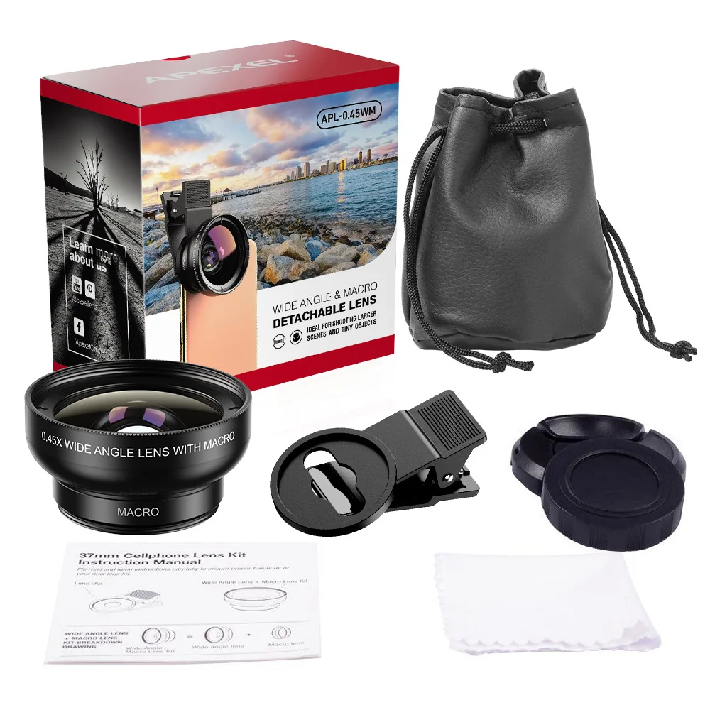 

37mm Lens Clip 1 Piece Beauty Function Zoom Fisheye Lens Lens Wide Angle Wide-angle Lens Macro -3-6cm Macro Effect