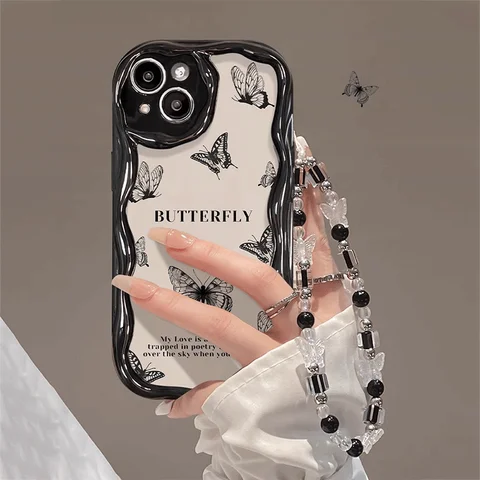 Черный чехол-бабочка для телефона Infinix Hot 30i 20i 20 4G 12 30 9 Play Smart 7 6 HD Plus 3D, мягкая силиконовая волнистая задняя крышка