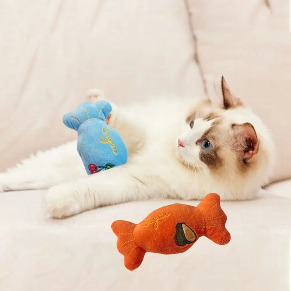 

Soft Cat Chew Toy Candy Shape Dog Squeaky Toy Multicolor Dog Interactive Toy for For Pet Relieve Boredom Self-happy