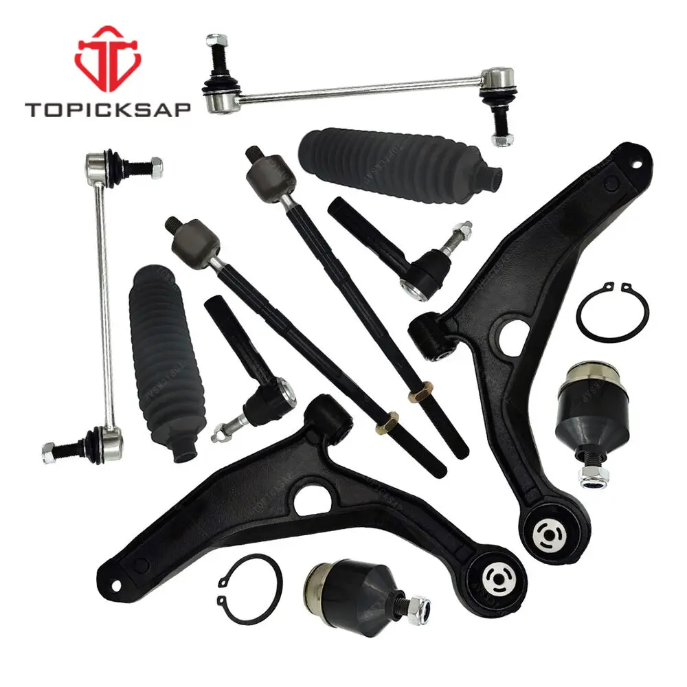 

TOPICKSAP 12pcs Suspension Sets Lower Control Arm Tie Rods Boots Kit for Dodge Journey 2009 2010 2011 2012 - 2015 5085407AC