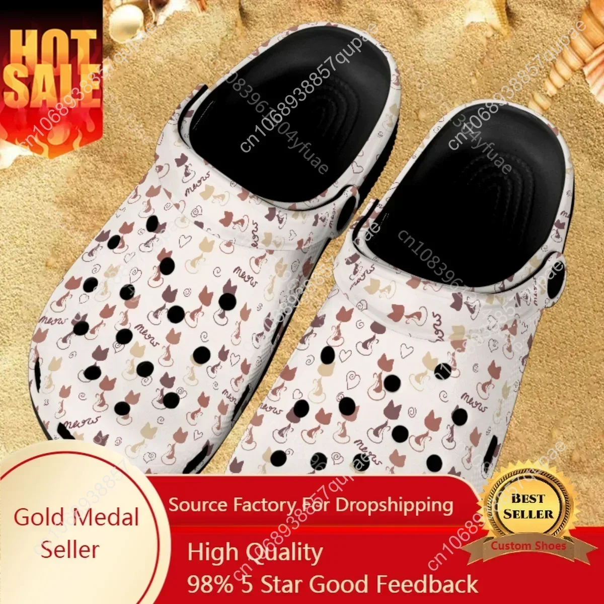 Новинка 2023 летняя нескользящая садовая обувь с рисунком кота-головоломки