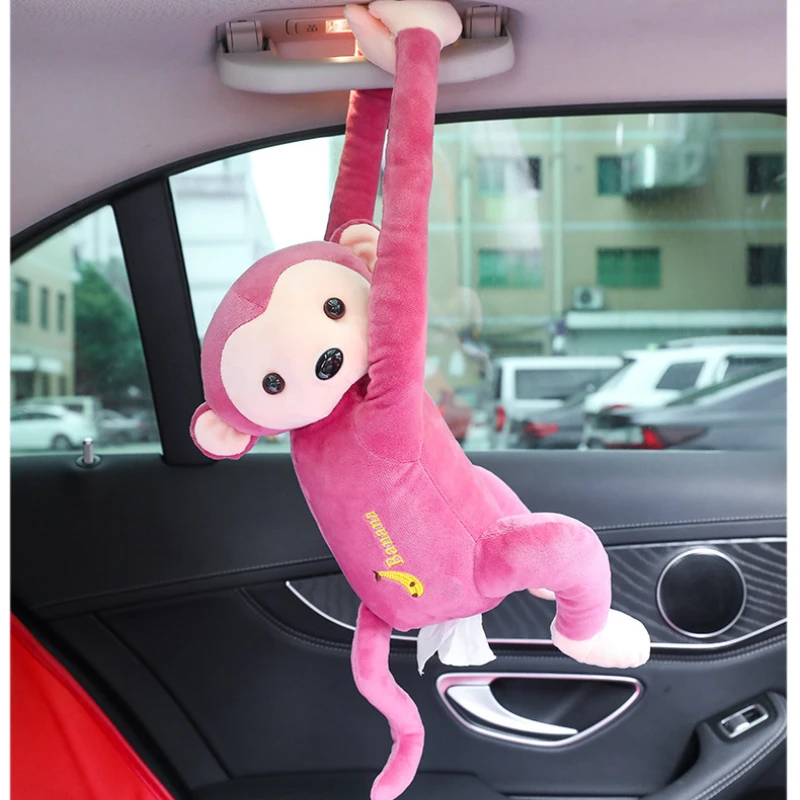 

Cute Carton Monkey Car Hanging Paper Napkin Tissue Box Cover Holder Cute Cartoon Home Office Portable Paper Box